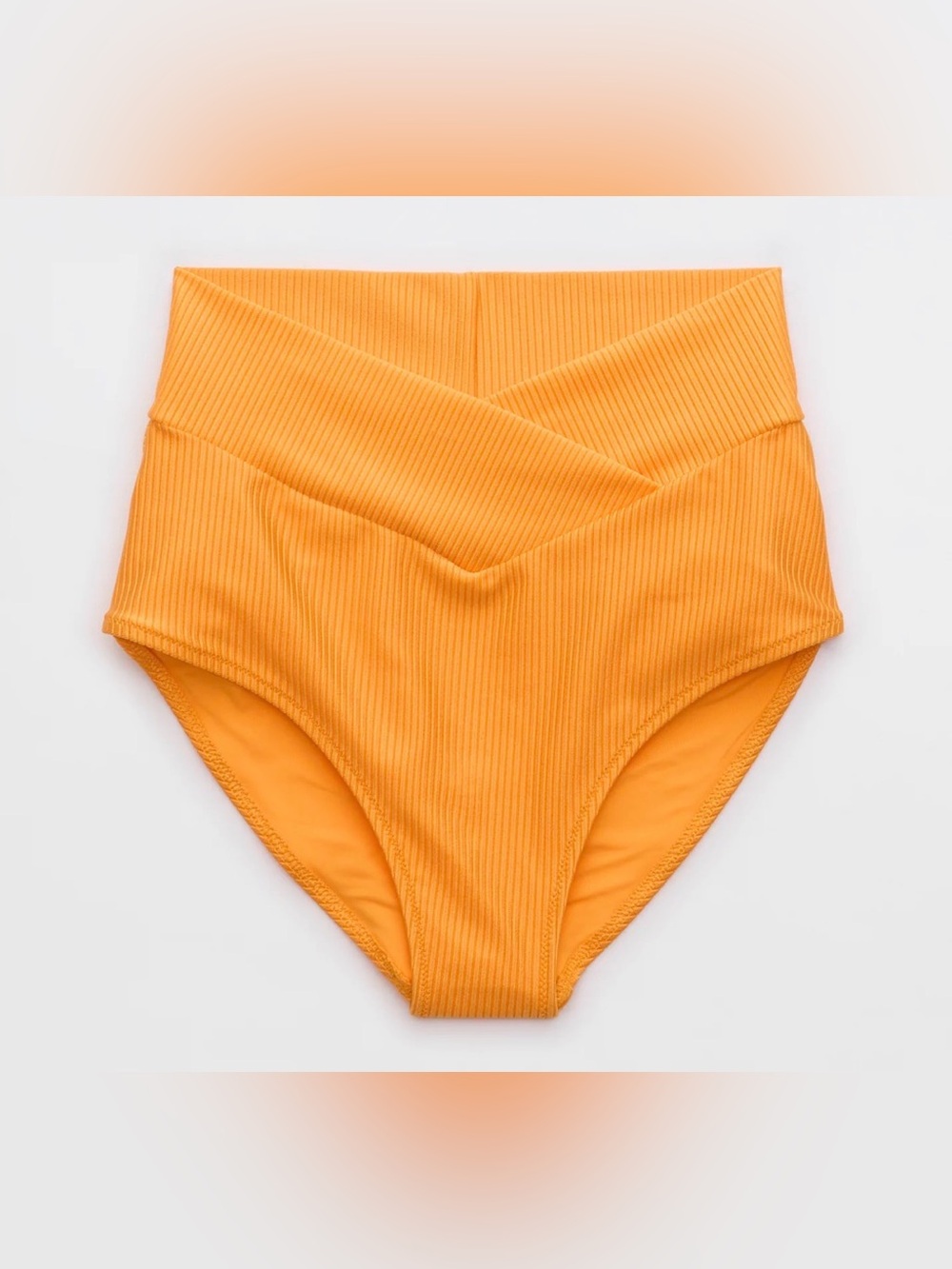 NWT Aerie Shine Rib Crossover Full Coverage High Waisted Orange - Size XL